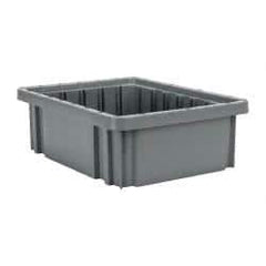 Quantum Storage - 50 Lb Load Capacity Gray Polypropylene Dividable Container - Stacking, 10.9" Long x 8.3" Wide x 3-1/2" High - Benchmark Tooling