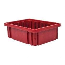 Quantum Storage - 50 Lb Load Capacity Red Polypropylene Dividable Container - Stacking, 10.9" Long x 8.3" Wide x 3-1/2" High - Benchmark Tooling