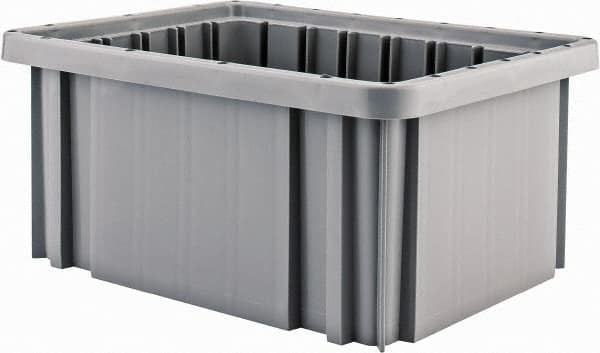 Quantum Storage - 50 Lb Load Capacity Gray Polypropylene Dividable Container - Stacking, 10.9" Long x 8.3" Wide x 5" High - Benchmark Tooling