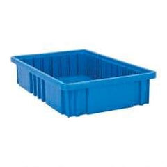 Quantum Storage - 75 Lb Load Capacity Blue Polypropylene Dividable Container - Stacking, 16-1/2" Long x 10.9" Wide x 3-1/2" High - Benchmark Tooling