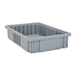 Quantum Storage - 75 Lb Load Capacity Gray Polypropylene Dividable Container - Stacking, 16-1/2" Long x 10.9" Wide x 3-1/2" High - Benchmark Tooling