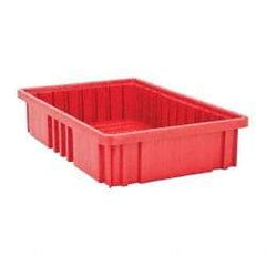 Quantum Storage - 75 Lb Load Capacity Red Polypropylene Dividable Container - Stacking, 16-1/2" Long x 10.9" Wide x 3-1/2" High - Benchmark Tooling