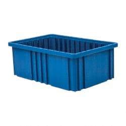 Quantum Storage - 75 Lb Load Capacity Blue Polypropylene Dividable Container - Stacking, 16-1/2" Long x 10.9" Wide x 6" High - Benchmark Tooling