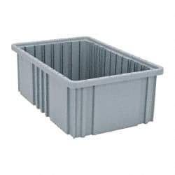 Quantum Storage - 75 Lb Load Capacity Gray Polypropylene Dividable Container - Stacking, 16-1/2" Long x 10.9" Wide x 6" High - Benchmark Tooling