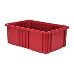 Quantum Storage - 75 Lb Load Capacity Red Polypropylene Dividable Container - Stacking, 16-1/2" Long x 10.9" Wide x 6" High - Benchmark Tooling