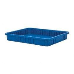 Quantum Storage - 100 Lb Load Capacity Blue Polypropylene Dividable Container - Stacking, 22-1/2" Long x 17-1/2" Wide x 3" High - Benchmark Tooling