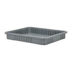 Quantum Storage - 100 Lb Load Capacity Gray Polypropylene Dividable Container - Stacking, 22-1/2" Long x 17-1/2" Wide x 3" High - Benchmark Tooling