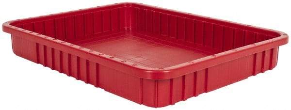 Quantum Storage - 100 Lb Load Capacity Red Polypropylene Dividable Container - Stacking, 22-1/2" Long x 17-1/2" Wide x 3" High - Benchmark Tooling