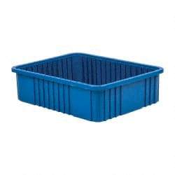 Quantum Storage - 100 Lb Load Capacity Blue Polypropylene Dividable Container - Stacking, 22-1/2" Long x 17-1/2" Wide x 6" High - Benchmark Tooling