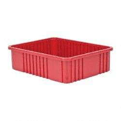 Quantum Storage - 100 Lb Load Capacity Red Polypropylene Dividable Container - Stacking, 22-1/2" Long x 17-1/2" Wide x 6" High - Benchmark Tooling