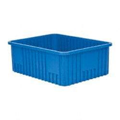 Quantum Storage - 100 Lb Load Capacity Blue Polypropylene Dividable Container - Stacking, 22-1/2" Long x 17-1/2" Wide x 8" High - Benchmark Tooling