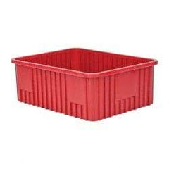 Quantum Storage - 100 Lb Load Capacity Red Polypropylene Dividable Container - Stacking, 22-1/2" Long x 17-1/2" Wide x 8" High - Benchmark Tooling