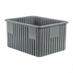 Quantum Storage - 100 Lb Load Capacity Gray Polypropylene Dividable Container - Stacking, 22-1/2" Long x 17-1/2" Wide x 12" High - Benchmark Tooling