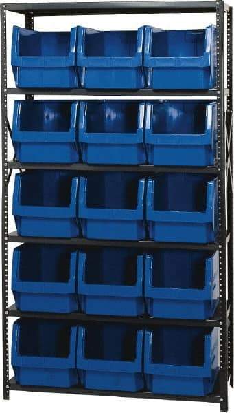 Quantum Storage - 15 Bin Large Hopper Front Bin Storage Units - 18 Inch Overall Depth x 75 Inch Overall Height, Yellow High Density Polyethylene Bins - Benchmark Tooling