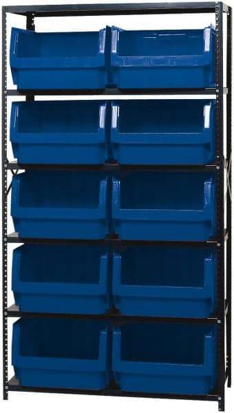 Quantum Storage - 10 Bin Large Hopper Front Bin Storage Units - 18 Inch Overall Depth x 75 Inch Overall Height, Yellow High Density Polyethylene Bins - Benchmark Tooling