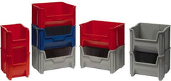 Quantum Storage - 75 Lb. Load Capacity, 17-1/2" Deep, Red Polyethylene Hopper Stacking Bin - 12-1/2" High x 16-1/2" Wide x 17-1/2" Long - Benchmark Tooling