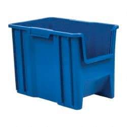 Quantum Storage - 75 Lb. Load Capacity, 17-1/2" Deep, Blue Polyethylene Hopper Stacking Bin - 12-1/2" High x 10-7/8" Wide x 17-1/2" Long - Benchmark Tooling