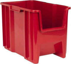 Quantum Storage - 75 Lb. Load Capacity, 17-1/2" Deep, Red Polyethylene Hopper Stacking Bin - 12-1/2" High x 10-7/8" Wide x 17-1/2" Long - Benchmark Tooling