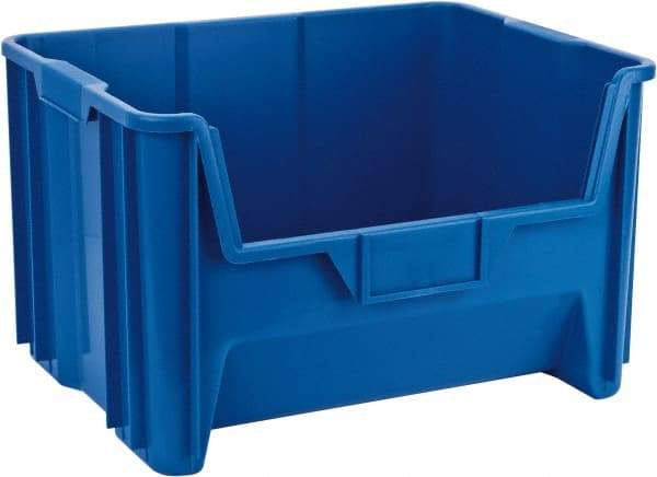 Quantum Storage - 75 Lb. Load Capacity, 15-1/4" Deep, Blue Polyethylene Hopper Stacking Bin - 12-7/16" High x 19-7/8" Wide x 15-1/4" Long - Benchmark Tooling