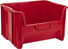 Quantum Storage - 75 Lb. Load Capacity, 15-1/4" Deep, Red Polyethylene Hopper Stacking Bin - 12-7/16" High x 19-7/8" Wide x 15-1/4" Long - Benchmark Tooling