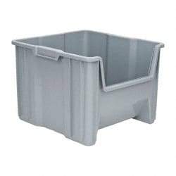 Quantum Storage - 75 Lb. Load Capacity, 17-1/2" Deep, Gray Polyethylene Hopper Stacking Bin - 12-1/2" High x 16-1/2" Wide x 17-1/2" Long - Benchmark Tooling