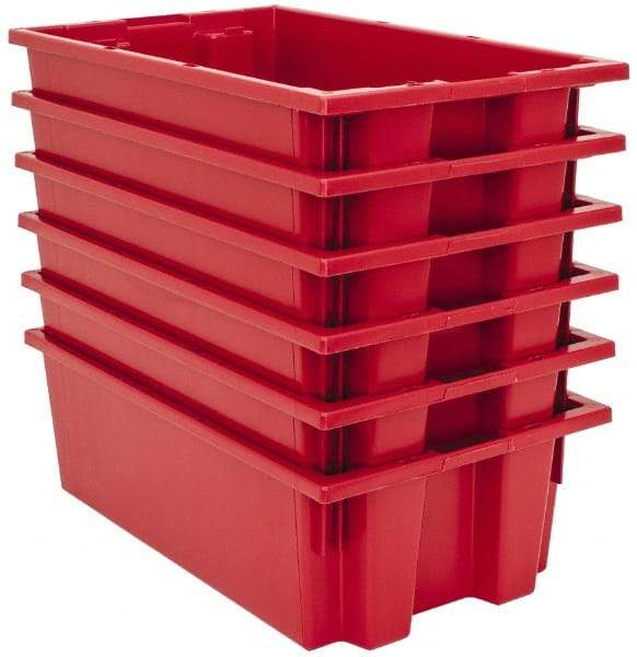 Quantum Storage - 75 Lb Load Capacity Red Polyethylene Tote Container - Stacking, Nesting, 18" Long x 11" Wide x 6" High - Benchmark Tooling