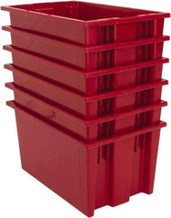 Quantum Storage - 75 Lb Load Capacity Red Polyethylene Tote Container - Stacking, Nesting, 18" Long x 11" Wide x 9" High - Benchmark Tooling