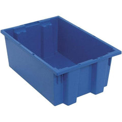 Quantum Storage - 75 Lb Load Capacity Blue Polyethylene Tote Container - Stacking, Nesting, 19-1/2" Long x 13-1/2" Wide x 8" High - Benchmark Tooling