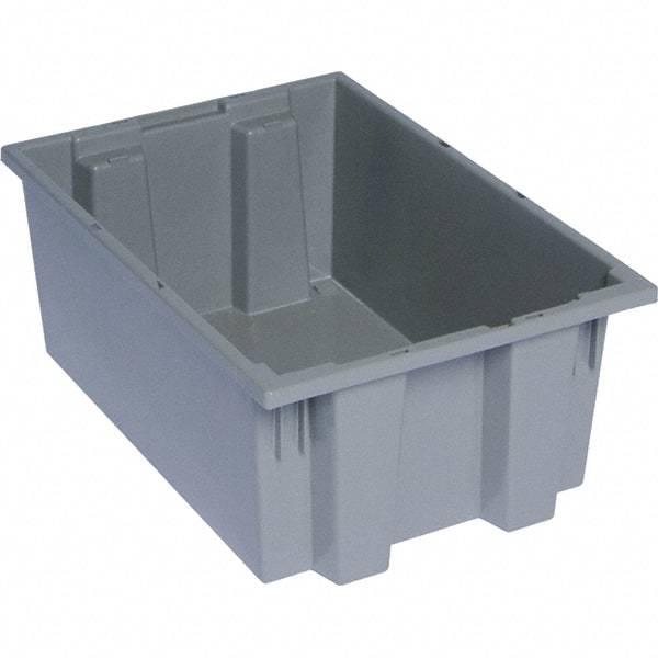 Quantum Storage - 75 Lb Load Capacity Gray Polyethylene Tote Container - Stacking, Nesting, 19-1/2" Long x 13-1/2" Wide x 8" High - Benchmark Tooling