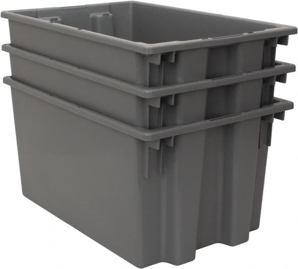 Quantum Storage - 100 Lb Load Capacity Gray Polyethylene Tote Container - Stacking, Nesting, 23-1/2" Long x 15-1/2" Wide x 12" High - Benchmark Tooling