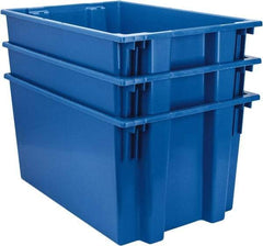 Quantum Storage - 100 Lb Load Capacity Blue Polyethylene Tote Container - Stacking, Nesting, 29-1/2" Long x 19-1/2" Wide x 15" High - Benchmark Tooling