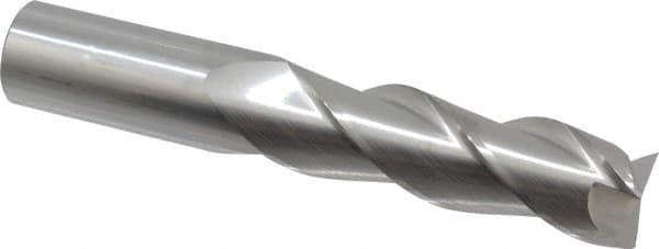 SGS - 1", 3-1/4" LOC, 1" Shank Diam, 6" OAL, 3 Flute, Solid Carbide Square End Mill - Single End, Uncoated, Spiral Flute, 38° Helix, Right Hand Cut, Right Hand Flute, Series 43 - Benchmark Tooling