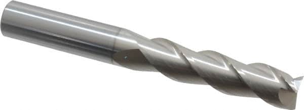 SGS - 5/8", 2-1/2" LOC, 5/8" Shank Diam, 5" OAL, 3 Flute, Solid Carbide Square End Mill - Single End, TiB2 Finish, Spiral Flute, 38° Helix, Right Hand Cut, Right Hand Flute, Series 43 - Benchmark Tooling