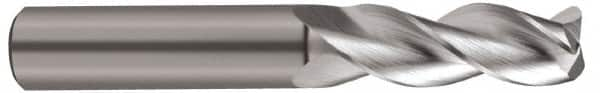 SGS - 3/8", 3 Flute, Single End, Solid Carbide, 0.03" Corner Radius End Mill - 2-1/2" OAL, 38° Helix, Right Hand Flute, 1" LOC, Right Hand Cut - Benchmark Tooling