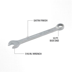 Combination Wrenches; Handle Type: Straight; Head Type: Straight; Box End Type: 12-Point; Wrench Size (Decimal Inch): 0.4380; Finish: Satin; Head Offset Angle: 15  ™; Opening Angle: 15  ™; Overall Length (Decimal Inch): 6.0000; Head Thickness (Decimal Inc