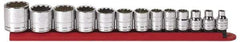 GearWrench - 13 Piece 3/8" Drive Socket Set - 12 Points, 1/4" to 1" Range, Inch Measurement Standard - Benchmark Tooling