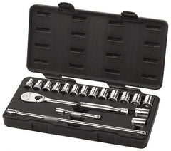 GearWrench - 18 Piece 1/2" Drive Socket Set - 6 Points, 10mm to 24mm Range, Metric Measurement Standard - Benchmark Tooling