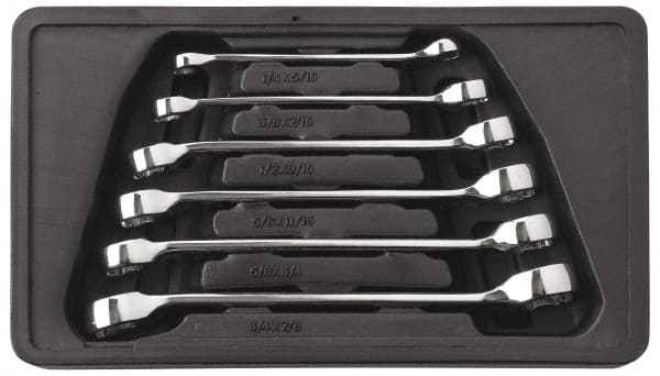 GearWrench - 6 Piece, 1/4" x 5/16" to 3/4" x 7/8", 6 Point Flare Nut Wrench Set - Inch Measurement Standard, Full Polish Finish, Comes in Molded Tray - Benchmark Tooling