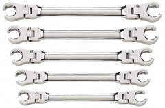 GearWrench - 5 Piece, 1/4" x 5/16" to 3/4" x 7/8", 6 Point Flare Nut Wrench Set - Inch Measurement Standard, Full Polish Finish - Benchmark Tooling