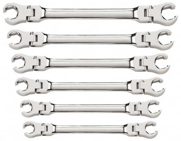 GearWrench - 6 Piece, 9mm x 11mm to 19mm x 21mm, 6 Point Flare Nut Wrench Set - Metric Measurement Standard, Full Polish Finish - Benchmark Tooling