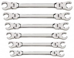 GearWrench - 6 Piece, 9mm x 11mm to 19mm x 21mm, 6 Point Flare Nut Wrench Set - Metric Measurement Standard, Full Polish Finish - Benchmark Tooling