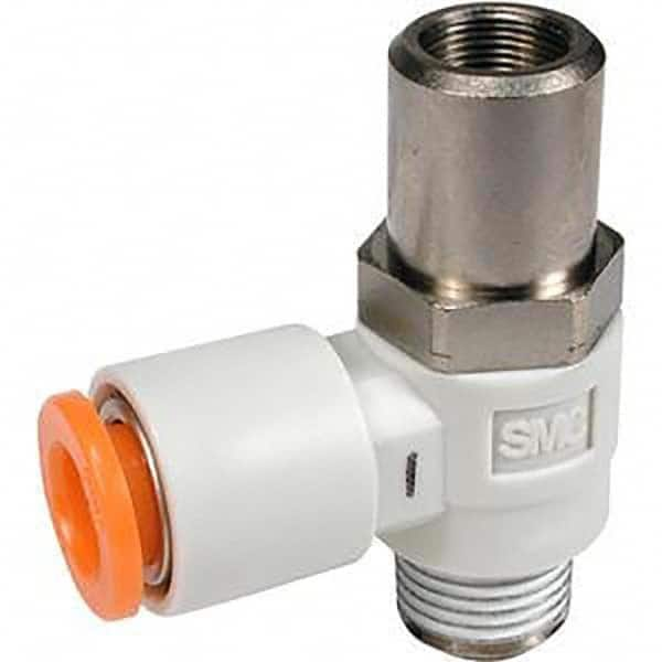 SMC PNEUMATICS - Speed & Flow Control Valves Valve Type: Flow Control Elbow Male Thread Size: 1/8 NPT - Benchmark Tooling