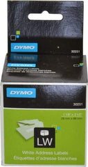 Dymo - 3-1/2" Long, White Die Cut Paper with Semi Perm. Adhesive Shipping Label - For DYMO LabelWriter Printers - Benchmark Tooling