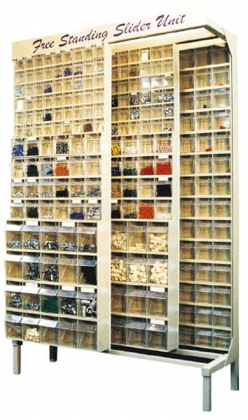 Quantum Storage - 3,000 Lb Capacity, 16" Deep x 48" Wide x 67" High, Steel Pick Rack - 80 Gray Polystyrene Bins - Benchmark Tooling