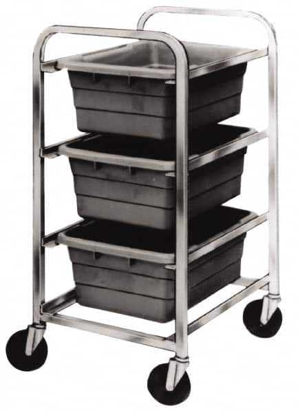 Quantum Storage - 3 Bin Cross Stack Tub Rack - 19 Inch Overall Width x 27 Inch Overall Depth x 41 Inch Overall Height, White High Impact Polyethylene Bins - Benchmark Tooling