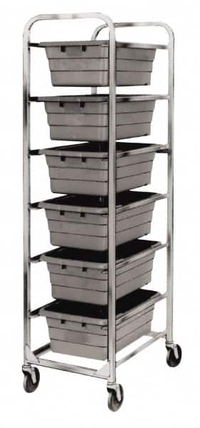 Quantum Storage - 6 Bin Cross Stack Tub Rack - 19 Inch Overall Width x 27 Inch Overall Depth x 71 Inch Overall Height, Blue High Impact Polyethylene Bins - Benchmark Tooling