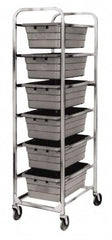 Quantum Storage - 6 Bin Cross Stack Tub Rack - 19 Inch Overall Width x 27 Inch Overall Depth x 71 Inch Overall Height, White High Impact Polyethylene Bins - Benchmark Tooling