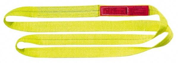 Lift-All - 3' Long x 4" Wide, 11,500 Lb Vertical Capacity, 1 Ply, Polyester Web Sling - 9,200 Lb Choker Capacity, Yellow - Benchmark Tooling