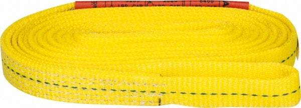 Lift-All - 12' Long x 1" Wide, 3,200 Lb Vertical Capacity, 1 Ply, Polyester Web Sling - 2,500 Lb Choker Capacity, Yellow - Benchmark Tooling