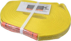 Lift-All - 20' Long x 1" Wide, 3,200 Lb Vertical Capacity, 1 Ply, Polyester Web Sling - 2,500 Lb Choker Capacity, Yellow - Benchmark Tooling